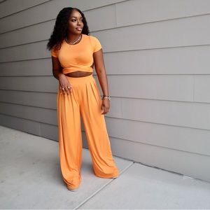 Tie Waist Crop & Pant Set - FINAL SALE